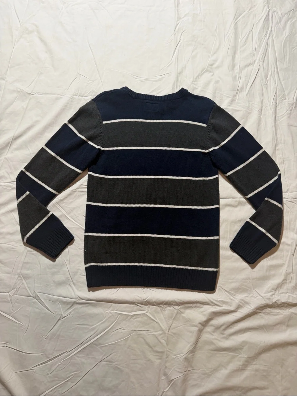 The Children’s Place Kids Crewneck Sweater Classic Fit Navy Gray Striped